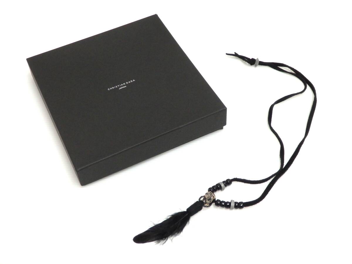 mf63) CHRISTIAN DADA PATTI SKULL LEATHER NECKLACE CD-15W-1331 クリスチャンダダ スカルレザーネックレス SV925拍卖