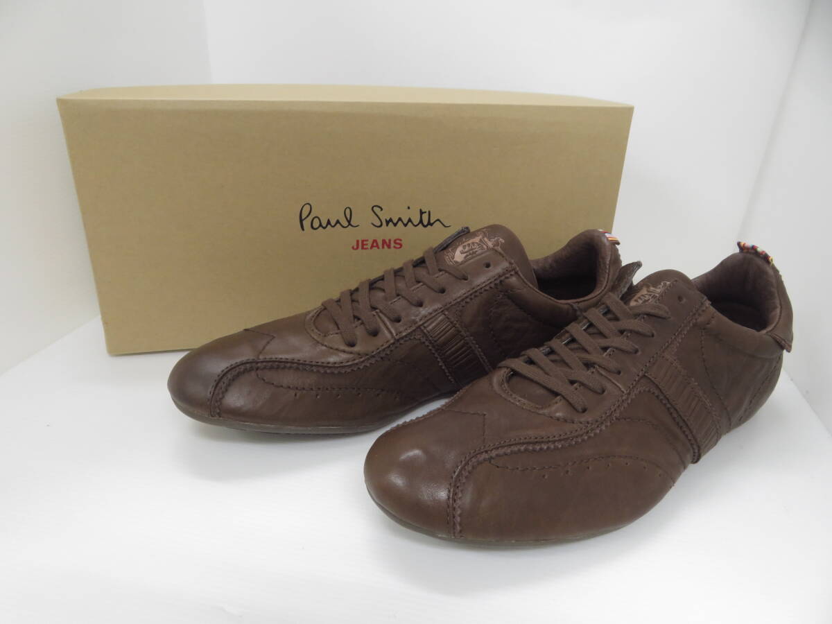 mf61) Paul Smith AVERY UK7 US8 ポールスミス レザースニーカー ダークブラウン シューズ拍卖