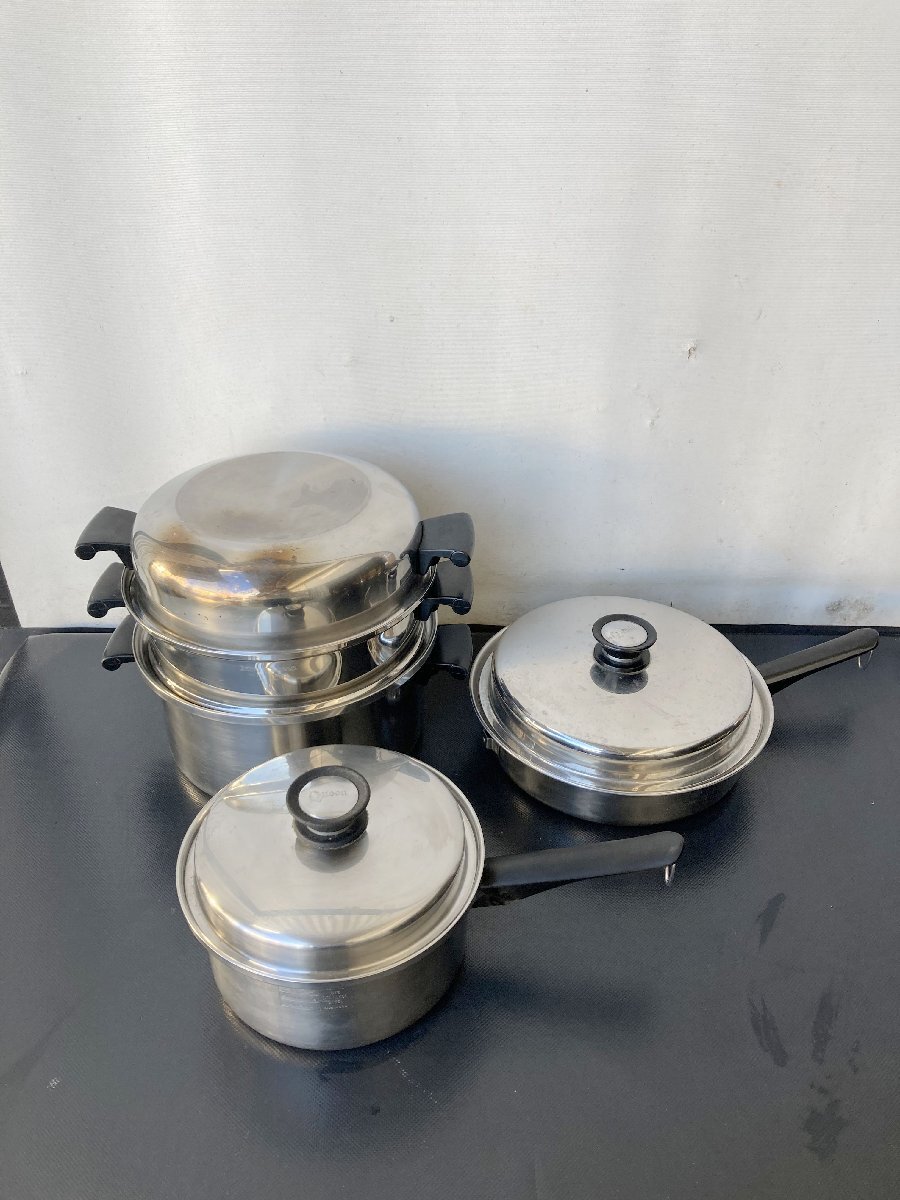 両手鍋・片手鍋 3台まとめ【F1315◎】Amway Queen アムウェイクイーン 18ステンレス製 直径 約21.5cm / 約27.5cm / 約27cm【中古】251014拍卖