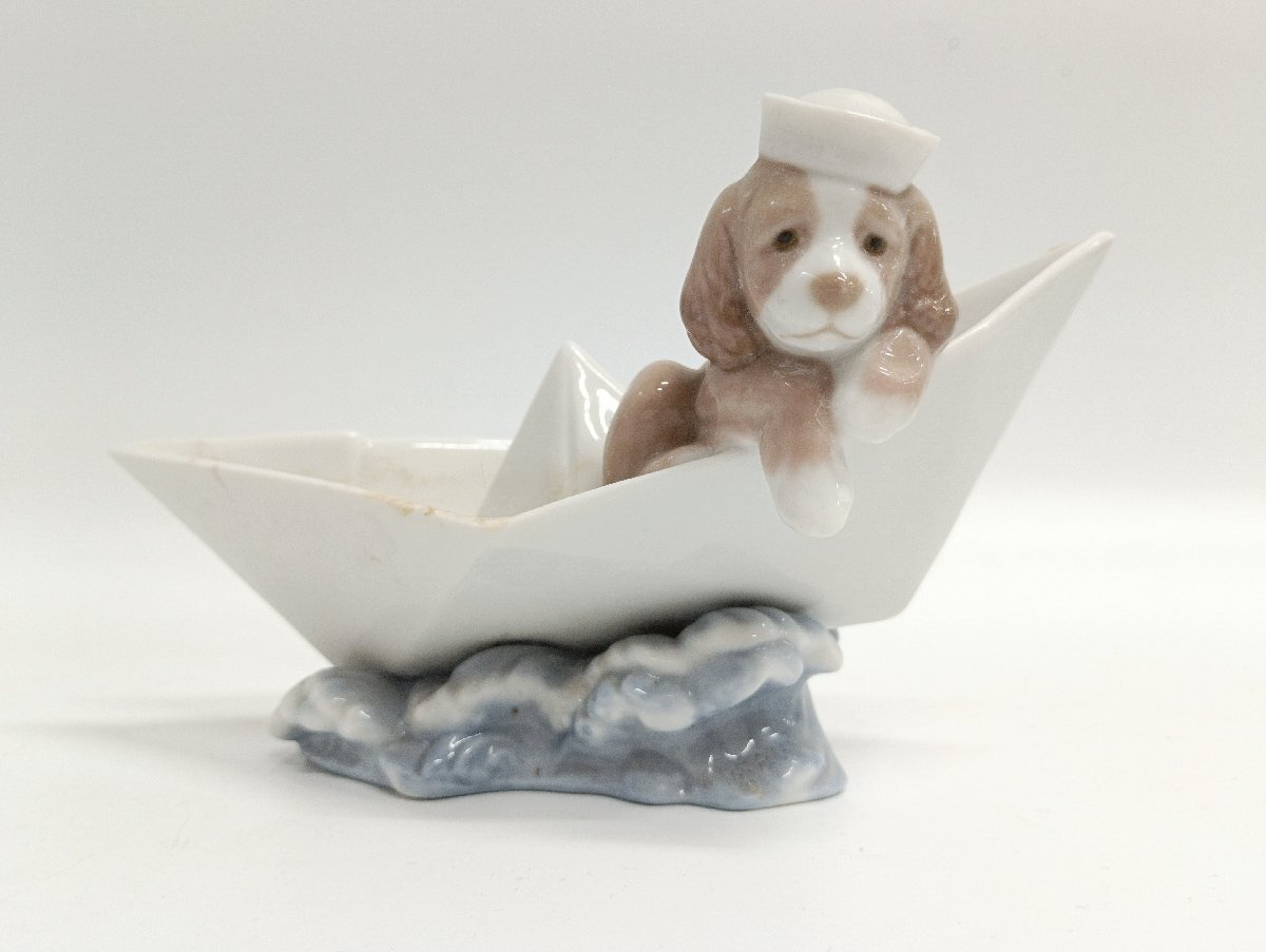 【和の美】 ★1円スタート★ LLADRO リヤドロ フィギュリン お舟に乗って① 犬 陶器 磁器 陶磁器 置物拍卖
