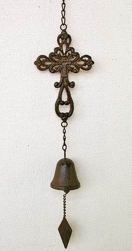 輸入雑貨 アイアン クロスベル ハンギング リビングスタジオ 直輸入 十字架 風鈴 シャビーシック アンティーク ナチュラル 6512拍卖