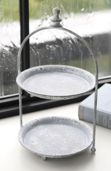 輸入雑貨 アルジャンテ ツーティアプレート トレー ディスプレー コベントガーデン CoventGarden アイアン シャビーシック フレンチ BL-12拍卖