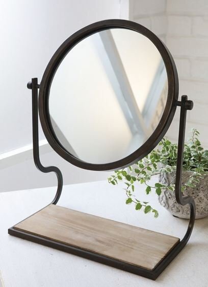 輸入雑貨 ウッドベース ラウンドミラー テーブルミラー コベントガーデン CoventGarden ナチュラル アンティーク 天然木 アイアン BC-30拍卖