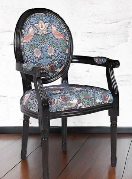 輸入家具 アームチェア サロンチェア イチゴ泥棒 ウィリアムモリス リビングスタジオ イタリア クラシック ロココ 17720AC-VI02 送料無料拍卖