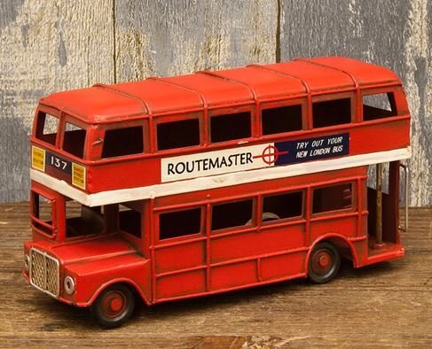 輸入雑貨 置物 ロンドンバス ブリキ ミニカー London Bus リビングスタジオ 直輸入 二階建てバス ビンテージ アンティーク 0410A-7146拍卖
