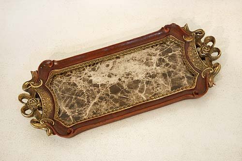 輸入雑貨 トレー 大理石風 ブラウン ミラー アンティーク リビングスタジオ 直輸入 クラシック ロココ シャビーシック イタリアン 75400TY拍卖