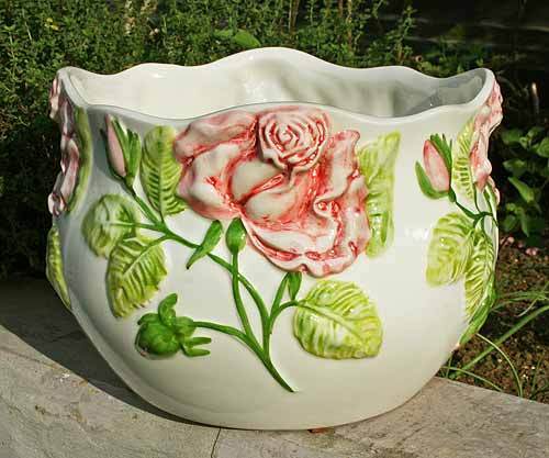 ポルトガル製 輸入雑貨 プランター フラワーポット 植木鉢 ピンク ローズ リビングスタジオ 直輸入 ガーデニング 22cm PAN-H234P 送料無料拍卖