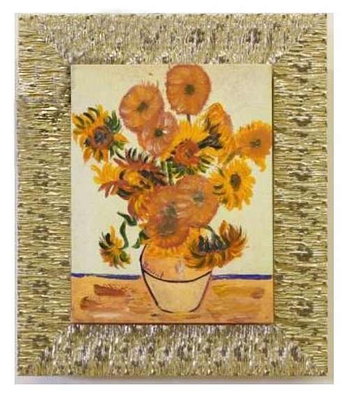 イタリア製 輸入雑貨 額絵 アートフレーム ヴィンセント ゴッホ ひまわり リビングスタジオ 直輸入 ゴールド 印象派 188-138G 送料無料拍卖