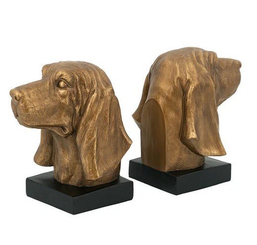 輸入雑貨 ブックエンド イヌ ブロンズ風 リビングスタジオ 直輸入 犬 本立て アンティーク ヨーロピアン シャビー AN-5519 送料無料拍卖