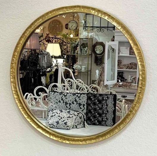 輸入雑貨 壁掛けミラー 鏡 ゴールド 円形 リビングスタジオ 直輸入 ロココ エレガント クラシック アンティーク シャビー 43201WM 送料無料拍卖
