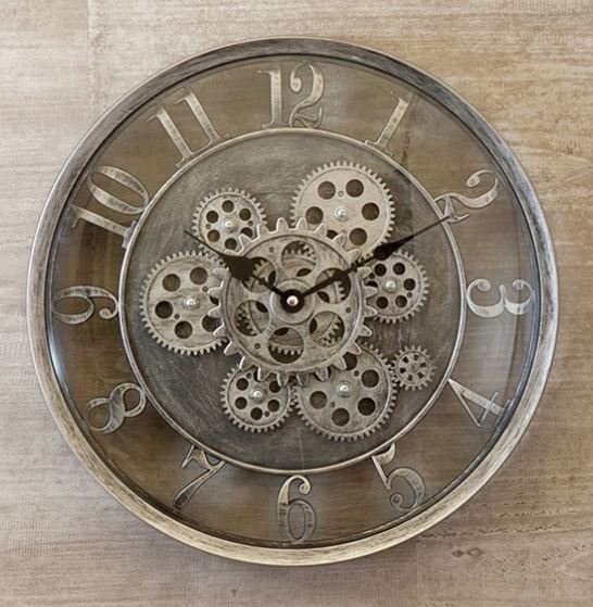 輸入雑貨 掛時計 Decorative Wall Clock デコラティブウォールクロック Gear リビングスタジオ 直輸入 シルバー RS979-SV 送料無料拍卖