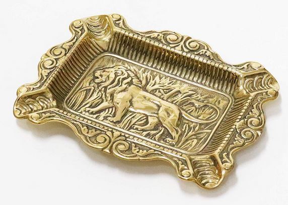 イタリア製 輸入雑貨 灰皿 トレー 真鍮 リビングスタジオ 直輸入 小物入れ ライオン ブラス ロココ バロック アンティーク C3-115 送料無料拍卖
