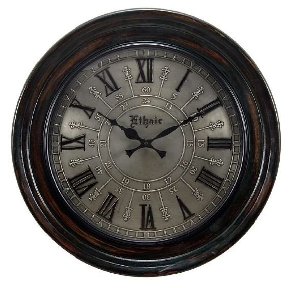 輸入雑貨 ウォールクロック 壁掛け時計 木製 シルバー リビングスタジオ 直輸入 アンティーク シャビーシック クラシック 306027 送料無料拍卖