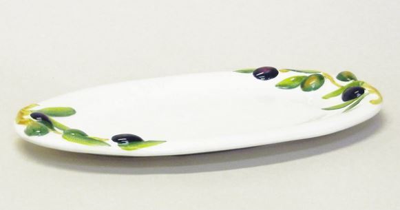 イタリア製 輸入雑貨 ディナープレート 皿 パスタ オリーブ 陶器 リビングスタジオ 直輸入 楕円形 メインディッシュ バッサーノ P2-1327OL拍卖