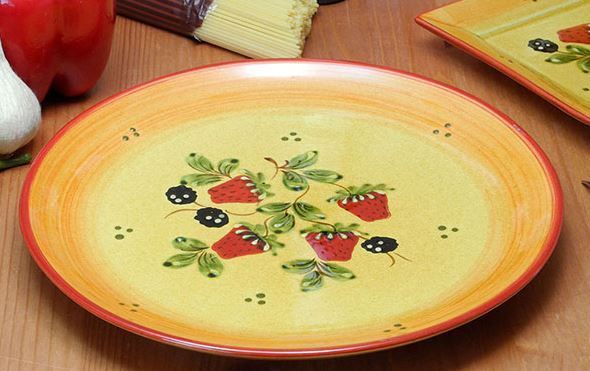ポルトガル製 輸入雑貨 パスタプレート ディナー 丸皿 リビングスタジオ 直輸入 イチゴ いちご 黄色 陶器 アルコバサ 姫系 PFA-6FS拍卖