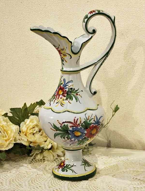 ポルトガル製 輸入雑貨 フラワーベース 花瓶 ロココ リビングスタジオ 直輸入 ローズ 手描き バロック アンティーク PFA-146F 送料無料拍卖