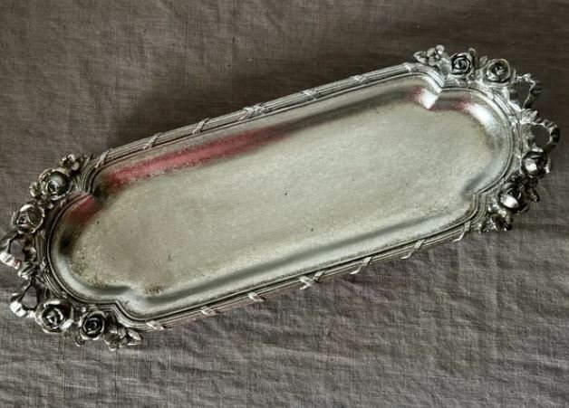 輸入雑貨 トレー 小物入れ シルバー ロココ リビングスタジオ 直輸入 クラシック アンティーク シャビーシック イタリアン 75403TY-SV拍卖