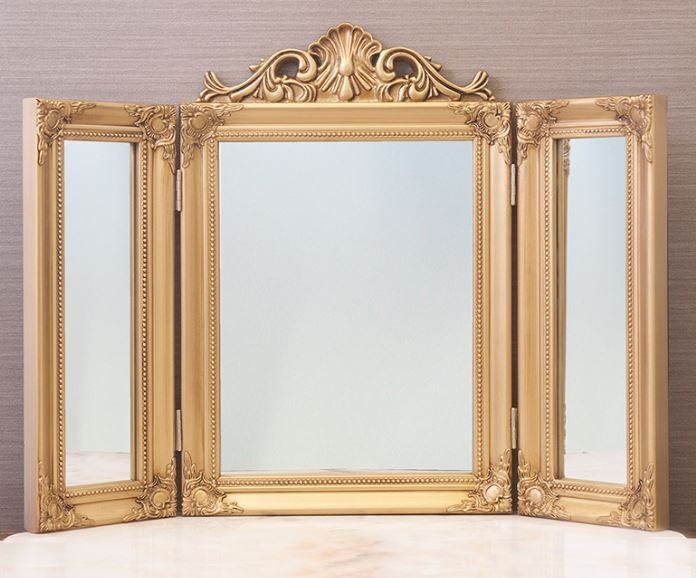 輸入雑貨 Newチャーチルウッド 三面鏡 ゴールド リビングスタジオ ミラー ロココ バロック アンティーク シャビーシック 25148-GD 送料無料拍卖