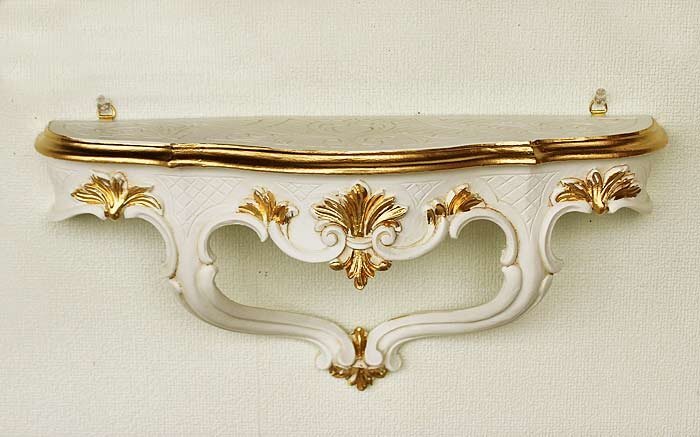 <30周年記念セール!> イタリア製 輸入雑貨 コンソール 壁掛け ロココ アイボリー ゴールド リビングスタジオ イサス CP-68 送料無料拍卖