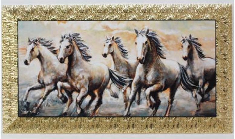 イタリア製 輸入雑貨 額絵 アートフレーム 馬 駿馬 リビングスタジオ 直輸入 ゴールドフレーム 大サイズ 風水 116X66 50100-0244 送料無料拍卖