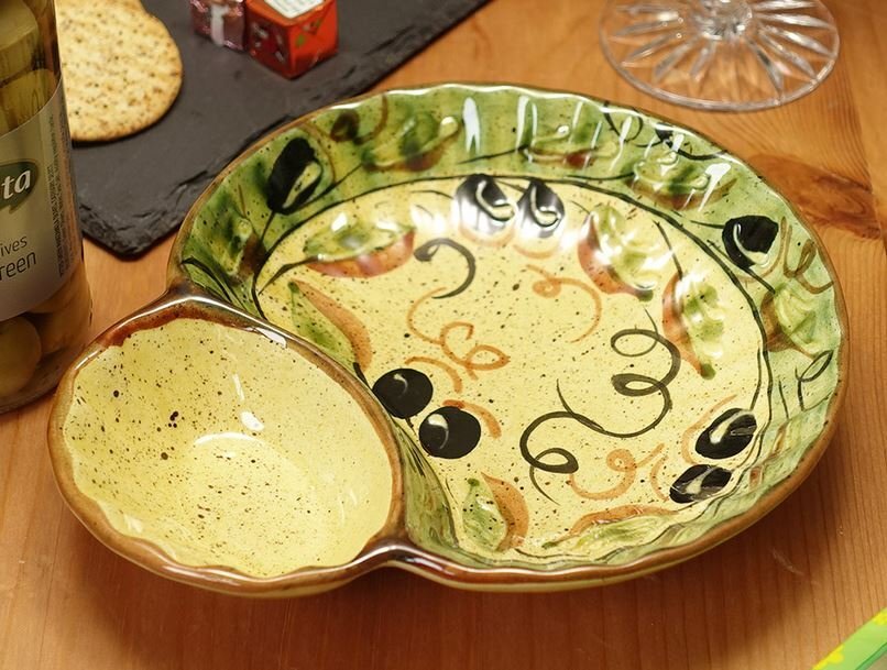 ポルトガル製 輸入雑貨 コンビトレー ナッツ オリーブ リビングスタジオ 直輸入 ソース ディップ グリーン 小皿 陶器 PFA-558G-OV拍卖