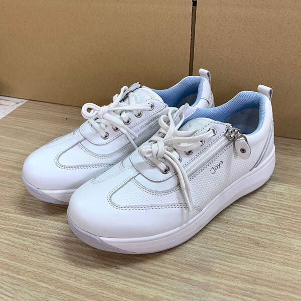 送料無料◆JOYA Laura White ローラ ホワイト ジップ レザー メンズシューズ 23cm 中古保管品拍卖