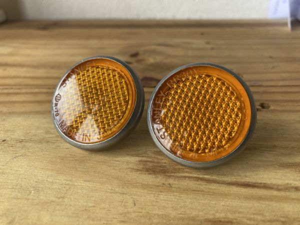 0243 Honda ホンダ フロントフォーク リフレクター 反射板 C50 C65 C70 C90 黄 オレンジ vela_parts拍卖