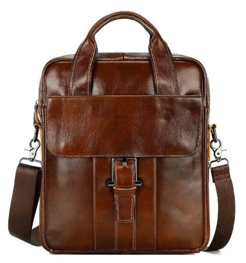 牛革バッグビジネス縦型手提げブリーフケース9.7インチレトロショルダーバッグ拍卖