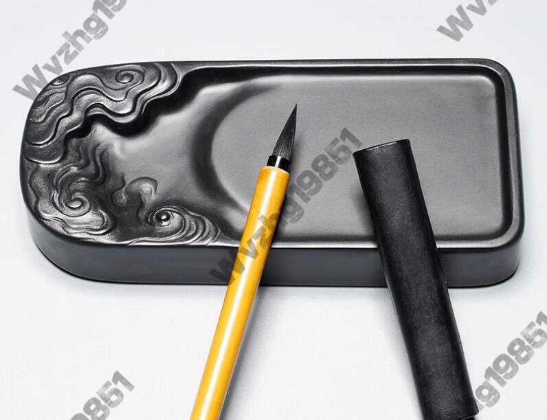 多機能小硯原石歙硯筆置文房四宝書道専用墨墨皿鎮紙鎮尺硯拍卖