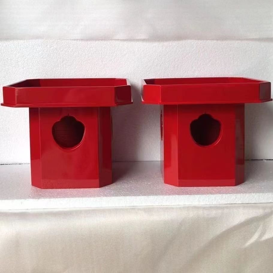 仏教美術 木製 朱塗り 三宝 2個セット 幅さ24cm 仏具拍卖