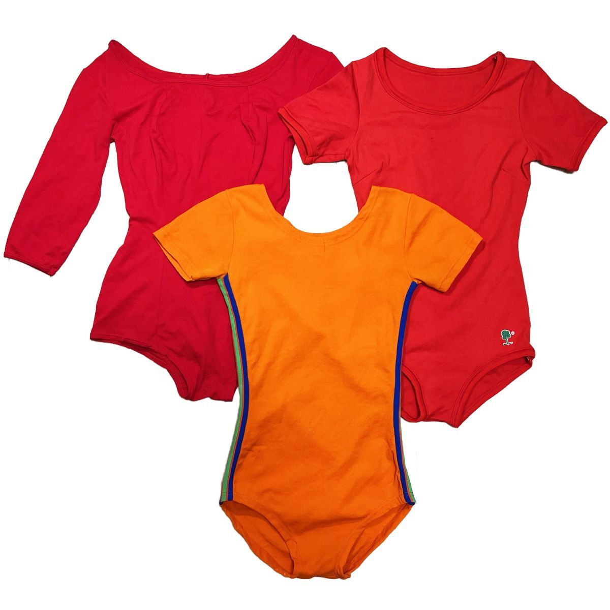 4【3枚セット】レオタード(M程度)★Helanca・aait・ebona★赤レッドオレンジ拍卖