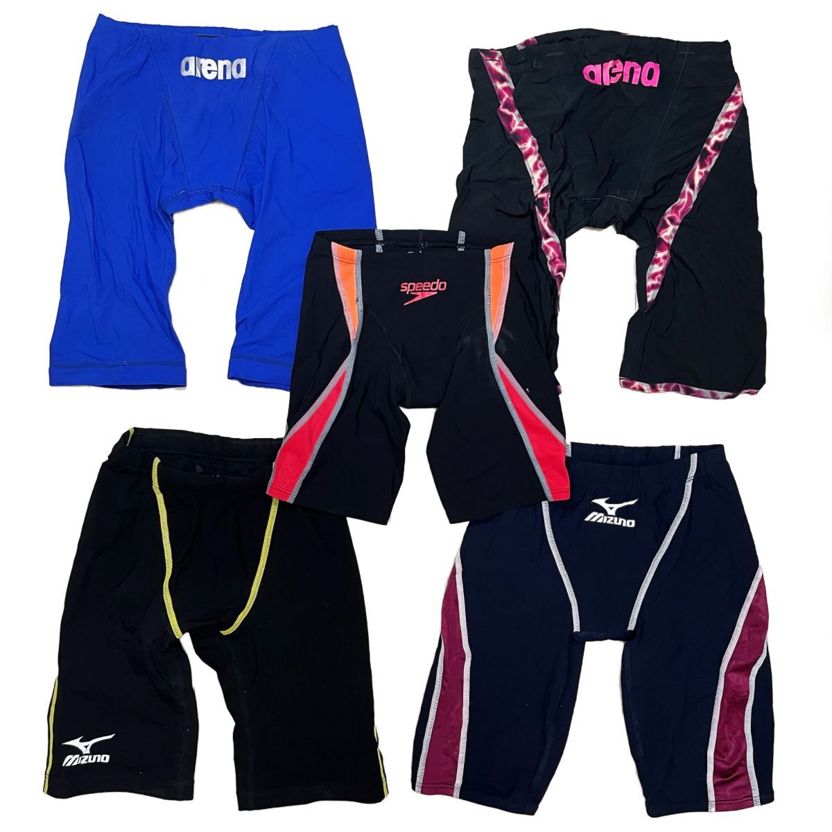 27【整理品リサイクル】アリーナMIZUNOスピード5枚セット男子競泳水着(140~M)★シャカシャカ布帛素材★MX-01・FASTSKIN XT−W拍卖