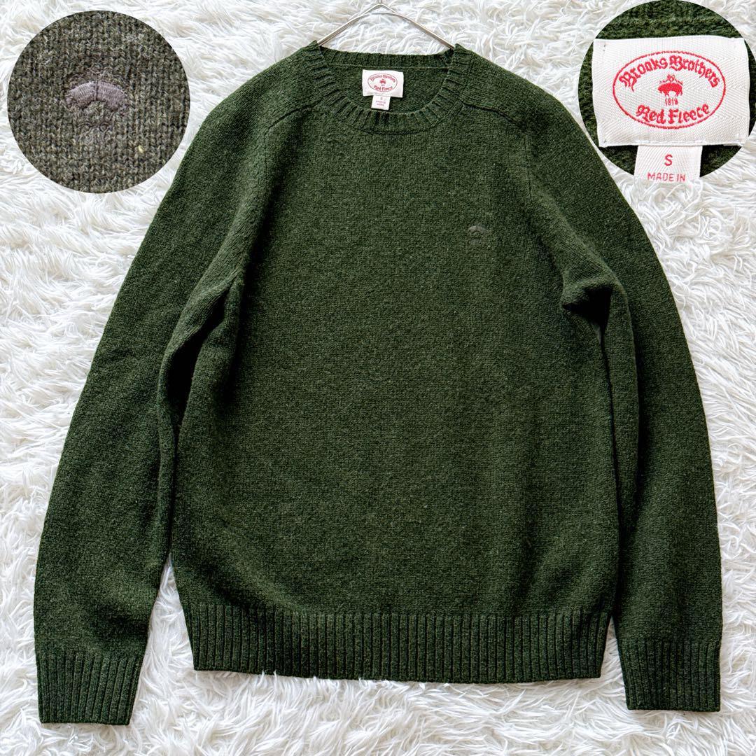 Brooks Brothers ブルックスブラザーズ ウールクルーネックニット セーター ゴールデンフリース刺繍 クルーネック ワンポイント ロゴ拍卖