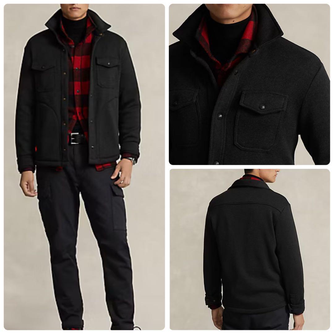 23年モデル POLO RALPH LAUREN ポロラルフローレン ブラッシュドフリースシャツジャケット Lサイズ 裾ポニー刺繍 QRタグ メンズ アウター拍卖