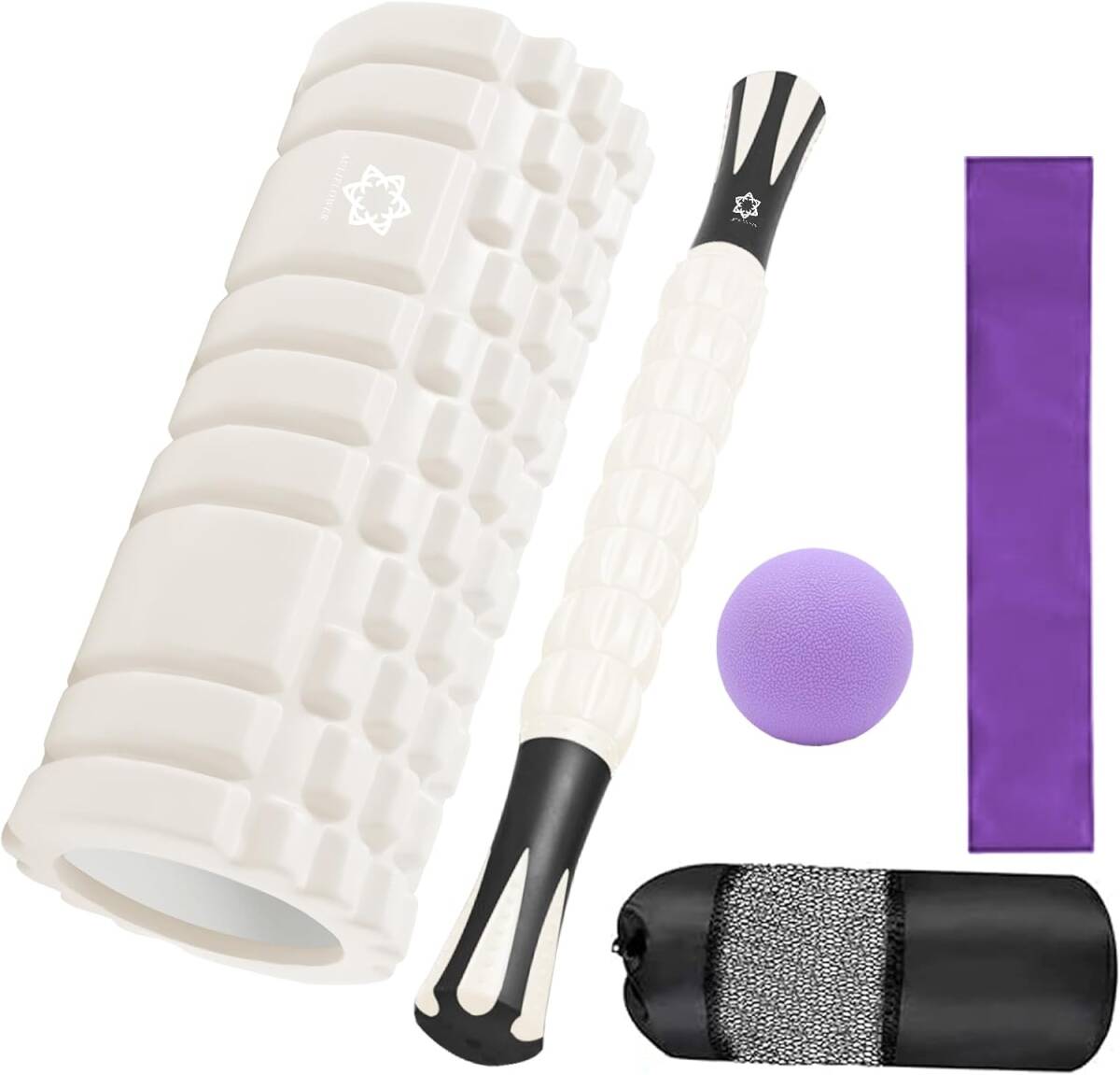 フォームローラー マッサージローラー 筋膜リリースボール 収納袋 ストレッチベルト 5点セット拍卖