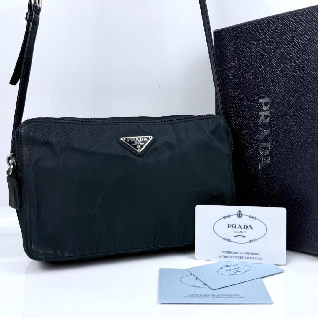 PRADA プラダ ショルダーウォレット ミニバッグ ナイロン【ギャランティカード付き】クロスボディ 斜め掛け レディース拍卖