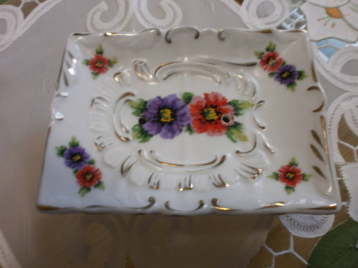 フェイラー 花柄 ソープディッシュ 陶器製 石鹸置き 石鹸台 Feiler 拍卖