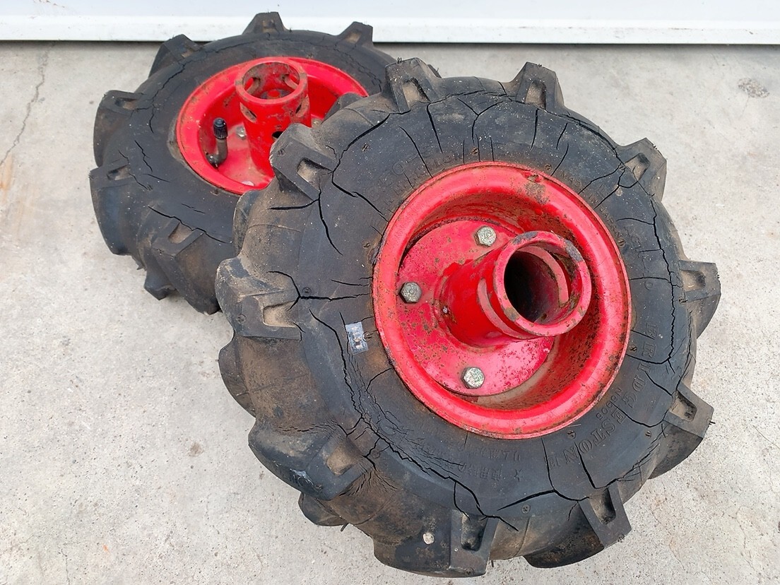 中古 BRIDGESTONE ブリヂストン タイヤ 3.50-5 ホイール付き 左右セット 丸軸 耕うん機 耕運機 耕耘機 管理機 引取歓迎 茨城 1021や5 O 100拍卖