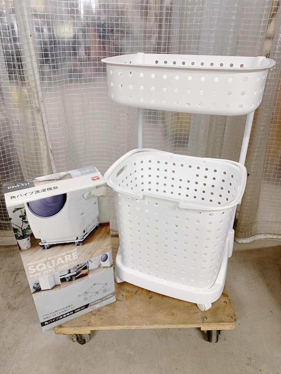 きれい ランドリー グッズ まとめて ランドリーバスケット 角パイプ洗濯機台 洗濯機台 ラック ランドリー収納 キャスター付き 1001か3 K170拍卖