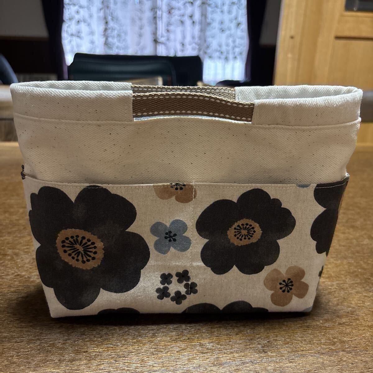 岡山デニム バッグインバッグ 外ポケット4 内ポケット5 小物整理に ハンドメイド拍卖