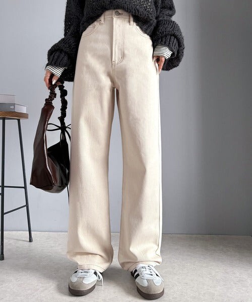 Classical Elf ゆったりハイウエストワイドストレートチノパンツ ナチュラル Sサイズ 試着のみ拍卖