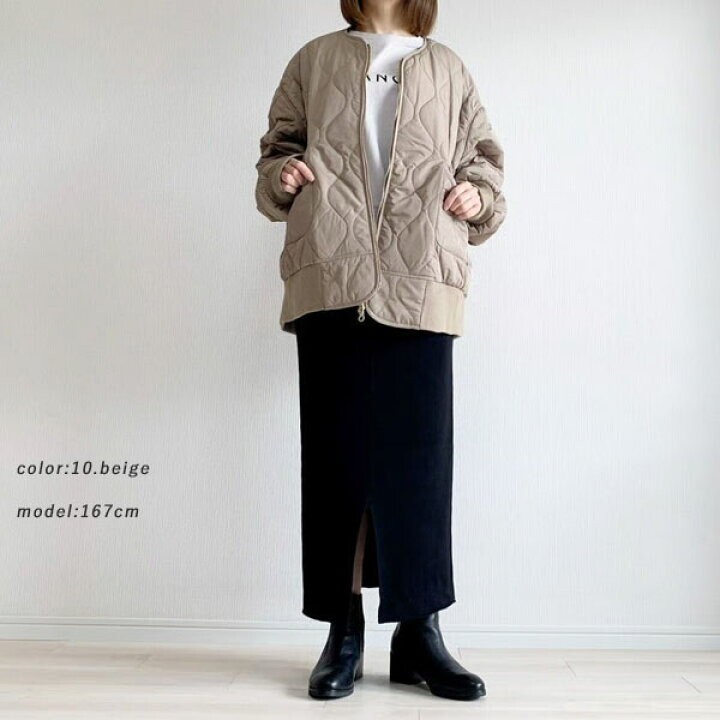 定価2万円 シロデラボンテ キルティングノーカラーブルゾン ベージュ 新品拍卖