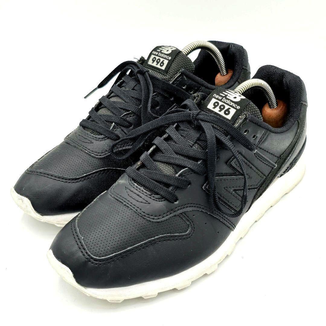 良品 NEW BALANCE ニューバランス 996 25cm スニーカー レザー ローカットスニーカー ブラック 黒拍卖