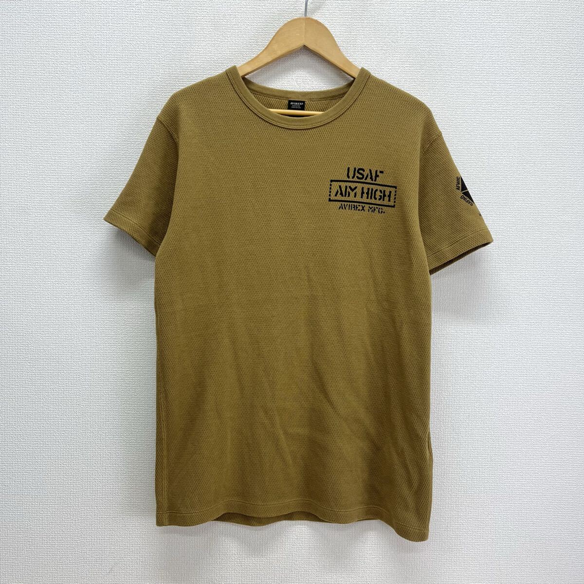 AVIREX アヴィレックス 6113293 ハニカムワッフル クルーTシャツ AIM HIGH カットソー サーマル 半袖Tシャツ L 10129453拍卖