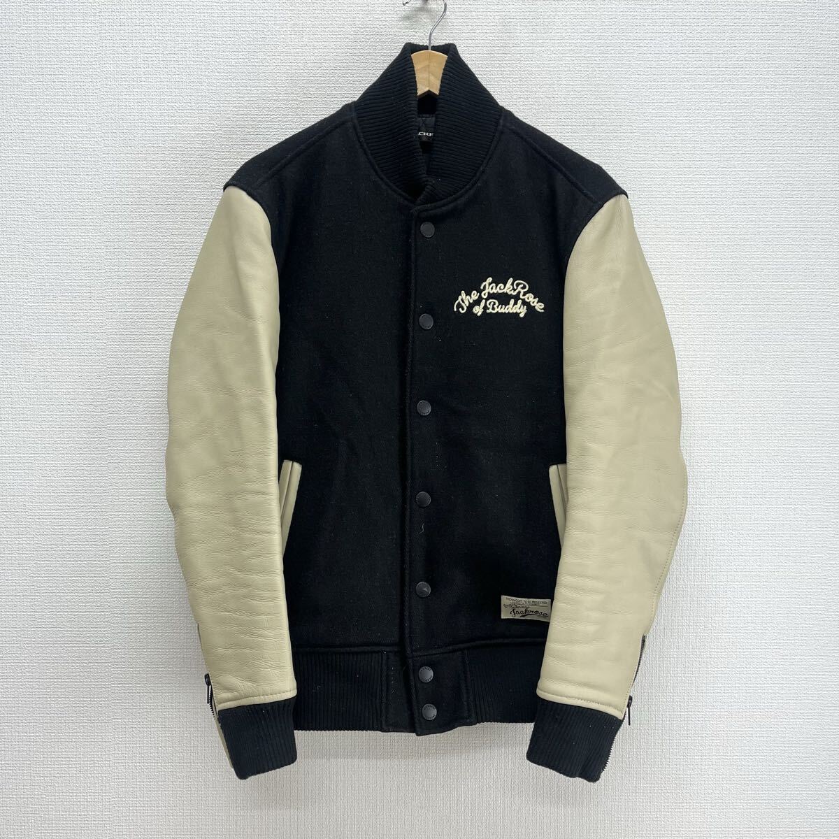 JACK ROSE ジャックローズ JR13AW-003 メルトンウール レザー切替 スタジャン スタジアムジャンパー バーシティジャケット 刺繍 3 10129483拍卖