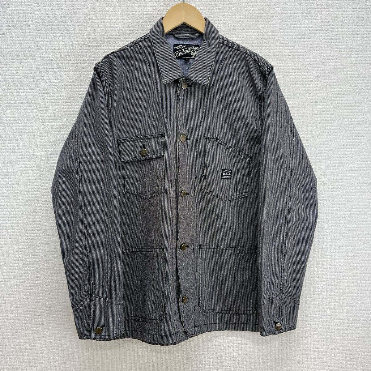 RADIALL ラディアル ヒッコリー カバーオール ワークジャケット ストライプ L 10129640拍卖