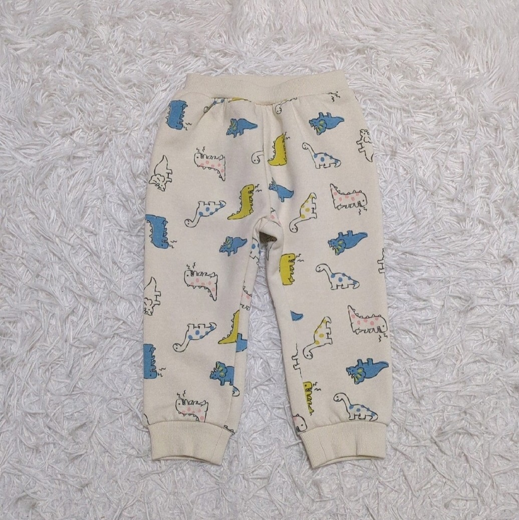 【送料無料】未使用 ノーブランド スウェット パンツ 90cm 裏起毛 恐竜 ベビー 子供服拍卖
