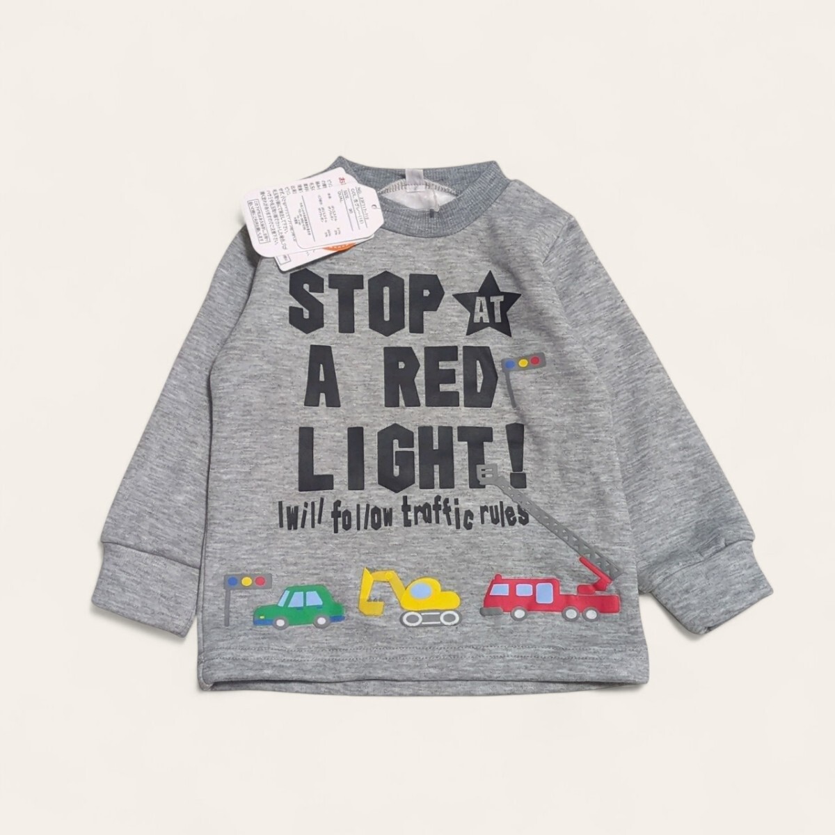 【送料無料】タグ付き未使用 partypick スウェット トレーナー 90cm のりもの 裏起毛 グレー ベビー 子供服拍卖