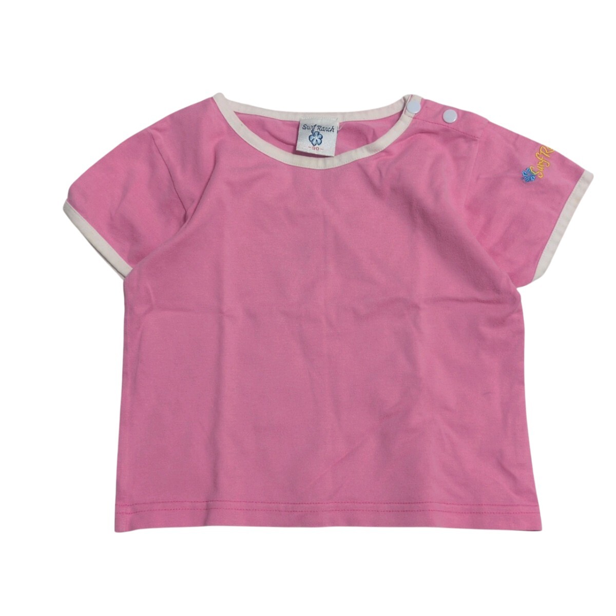 【送料無料】SurfRanch  半袖  Tシャツ 90cm 刺繍ロゴ ピンク ベビー 子供服拍卖