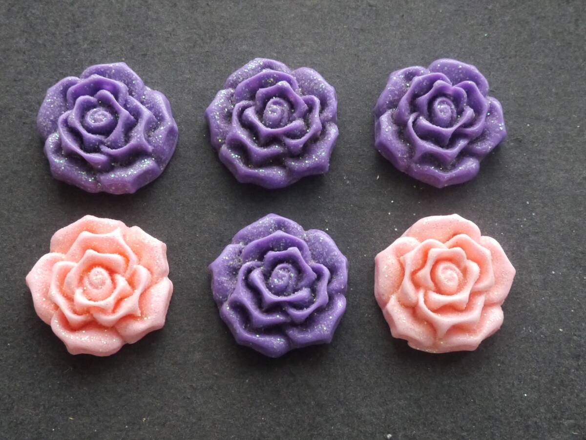 プラパーツ 手芸・アクセサリーパーツ ラメ薔薇 パーツ 6個セット デコパーツ拍卖
